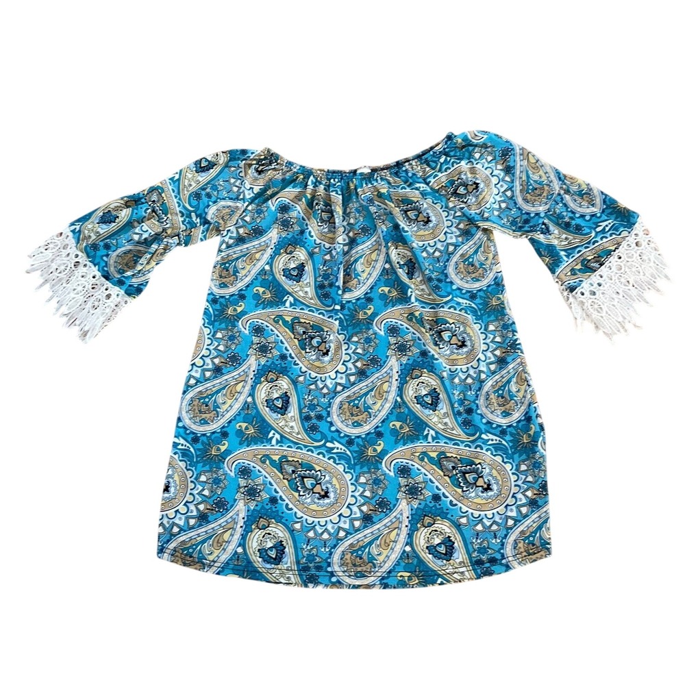 Win Win Paisley 3/4 Sleeve Lace Tunic Womens Top Blouse Size‎ L-XL NWOT